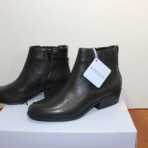 AEROSOLES CLAUS BUCKLE BLACK LEATHER BOOT